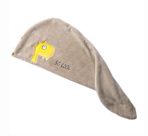 Microfiber Hair Wrap Towel for Long Hair Brown Drying Hair Cap Absorbent Dinosaur Pattern