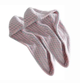Microfiber Hair Turban Wrap Hair Drying Towels for Long Hair; Pink Grey Waves 2 Pcs