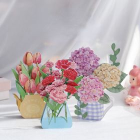 3pcs 3D Tulip Flower Greeting Card; Birthday Blessing Creative Handmade Paper Carving Ornament Greeting Card For Mom; Message Blessing Card; Best