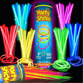 Glow Sticks Party Supplies 100pk - 8 Inch Glow in the Dark Light Up Sticks Party Favors, Glow Decorations