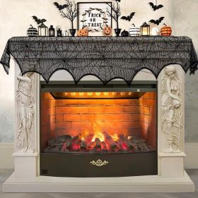 Halloween Decoration Black Lace Spiderweb Fireplace Mantle Scarf Cover Festive Party Supplies