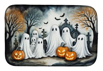 Ghosts Spooky Halloween Dish Drying Mat Absorbent Dish Drying Mat Pad for Kitchen Counter Dish Drainer Mat for Countertop, 14 x 21", Multicolor