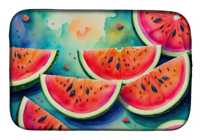 Colorful Watermelons Dish Drying Mat Absorbent Dish Drying Mat Pad for Kitchen Counter Dish Drainer Mat for Countertop, 14 x 21", Multicolor
