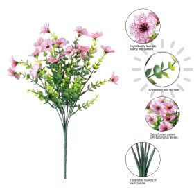 Artificial Outdoor UV-proof Decorative Simulation Green Plant Plastic Flowers (Color: Pink)