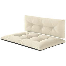 2 Seater Pallet Cushions Outdoor 3.9 Thick Replacement Cushions - Tufted Design For Garden, Patio, Cream White (Option: Cream White)