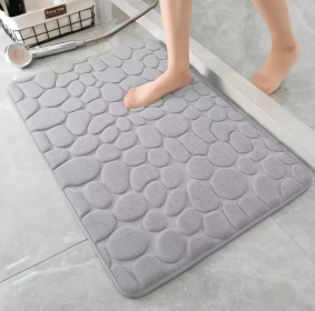 3D Non Slip Bathroom Mat Cobblestone Embossed Bath Mats (Color: light grey, size: 50*80)