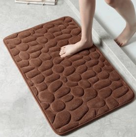 3D Non Slip Bathroom Mat Cobblestone Embossed Bath Mats (Color: Coffee, size: 50*80)