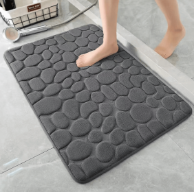 3D Non Slip Bathroom Mat Cobblestone Embossed Bath Mats (Color: dark grey, size: 40*60)