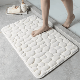3D Non Slip Bathroom Mat Cobblestone Embossed Bath Mats (Color: White, size: 40*60)
