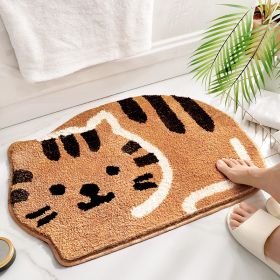 Cute Animal Bathroom Rug, Absorbent Microfiber Bath Rug Non-Slip Soft Shower (Color: Khaki)