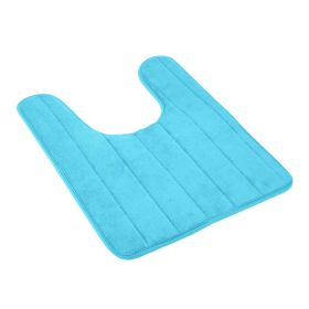U Shaped Bathroom Rugs Contour Non-slip Toilet Mat Absorbent Cozy Velvet Floor Mat 23.62 x 19.69in (Color: Light Blue, size: large)